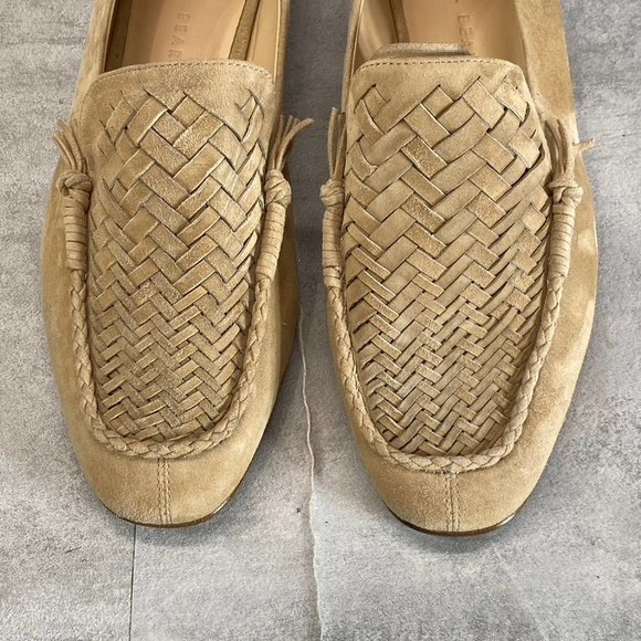 Veronica Beard Women's Tan Leather Round-Toe Woven Anica Loafers SZ 8 - Picture 7 of 12